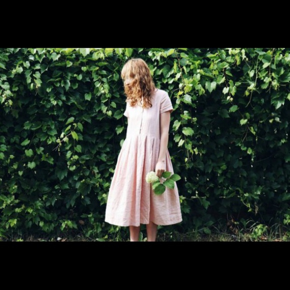 Offon Linen Dress in Dusty Rose